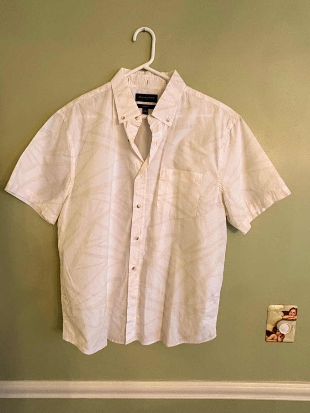 Banana Republic White Short-Sleeve Button-Down Shirt